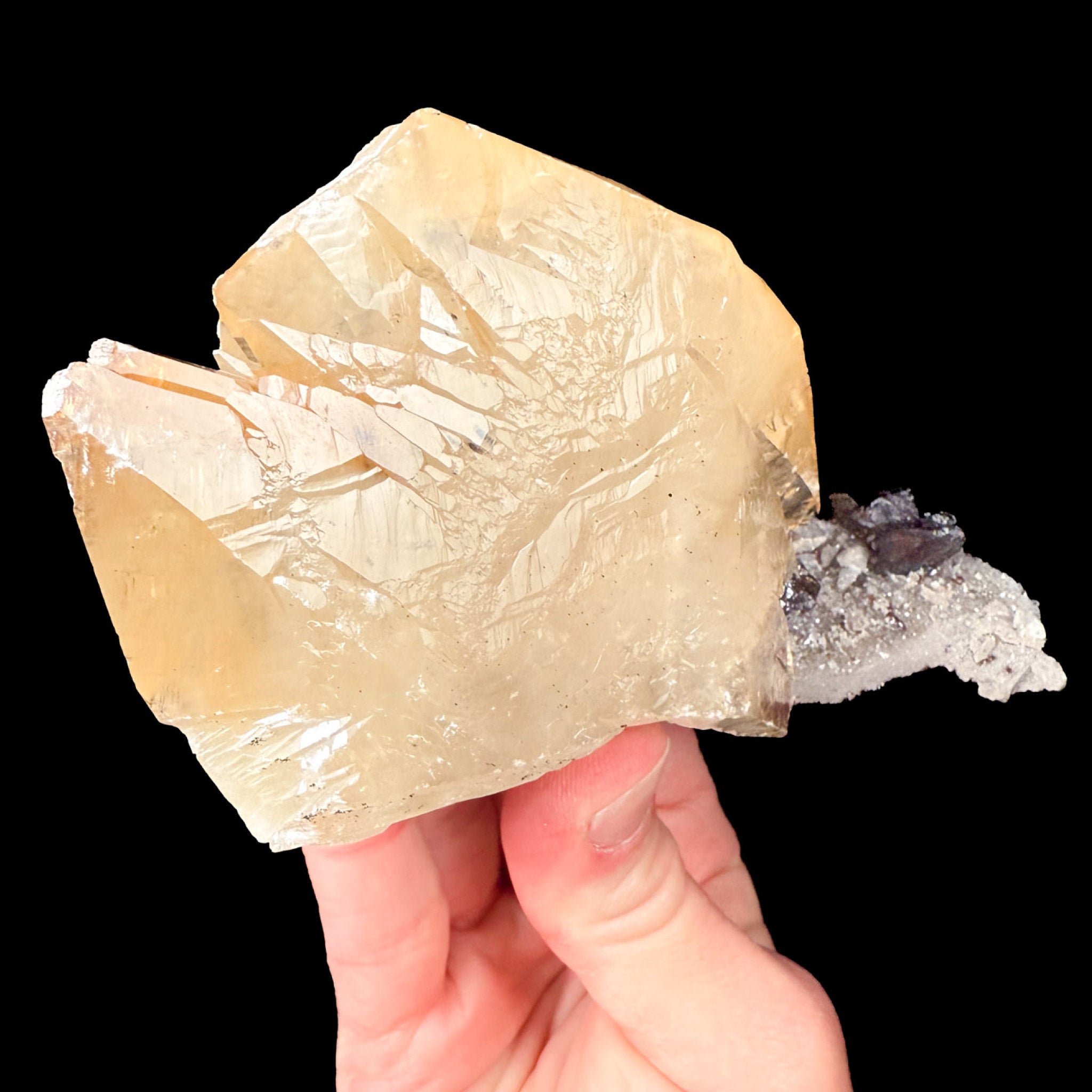 Stellar Beam Calcite with Sphalerite