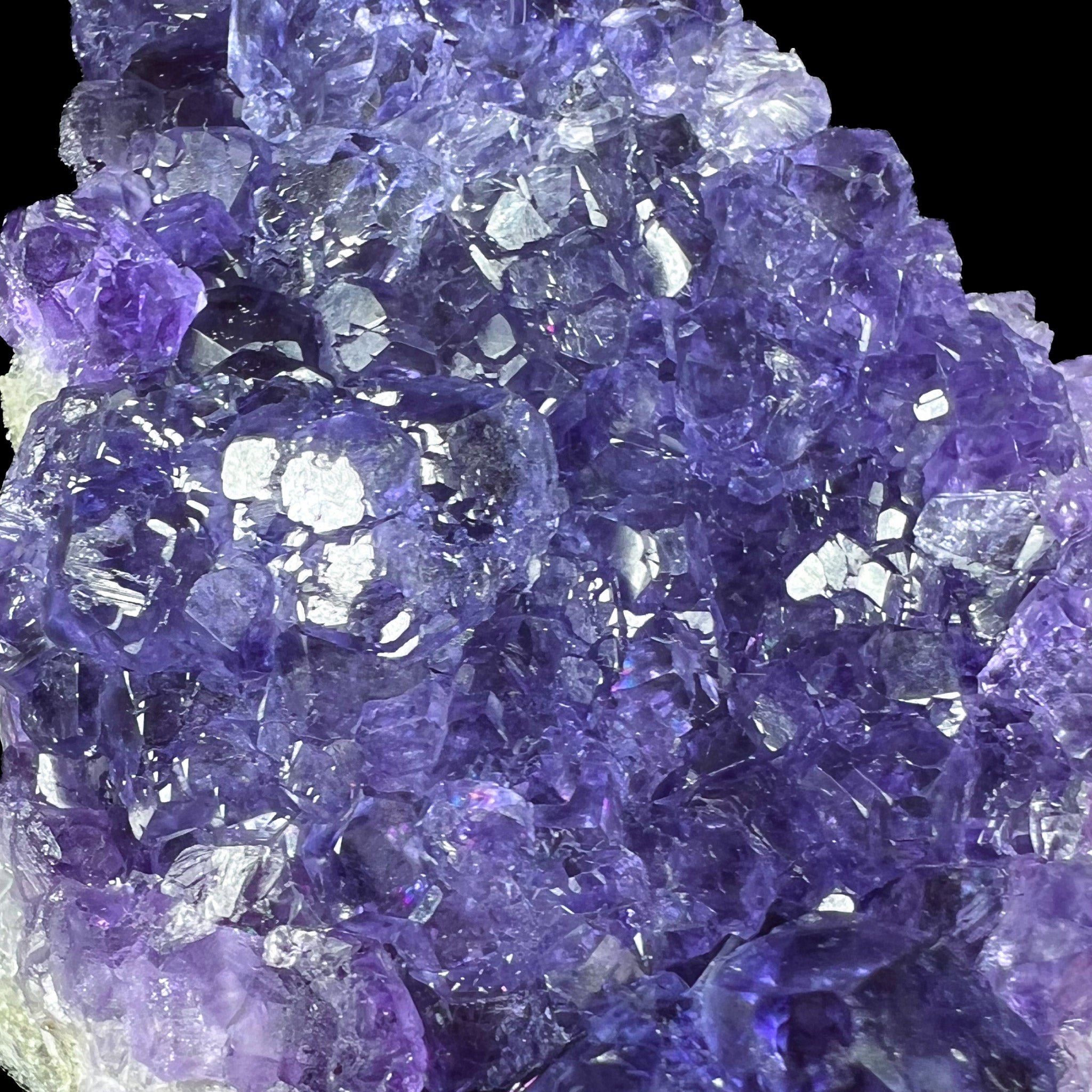 Close up of tanzanite colored Fluorite crystals