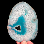 Teal Banded Agate and Quartz Geode Decorative Coaster