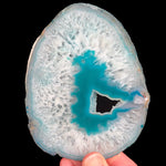 Teal Banded Agate and Quartz Geode Slice