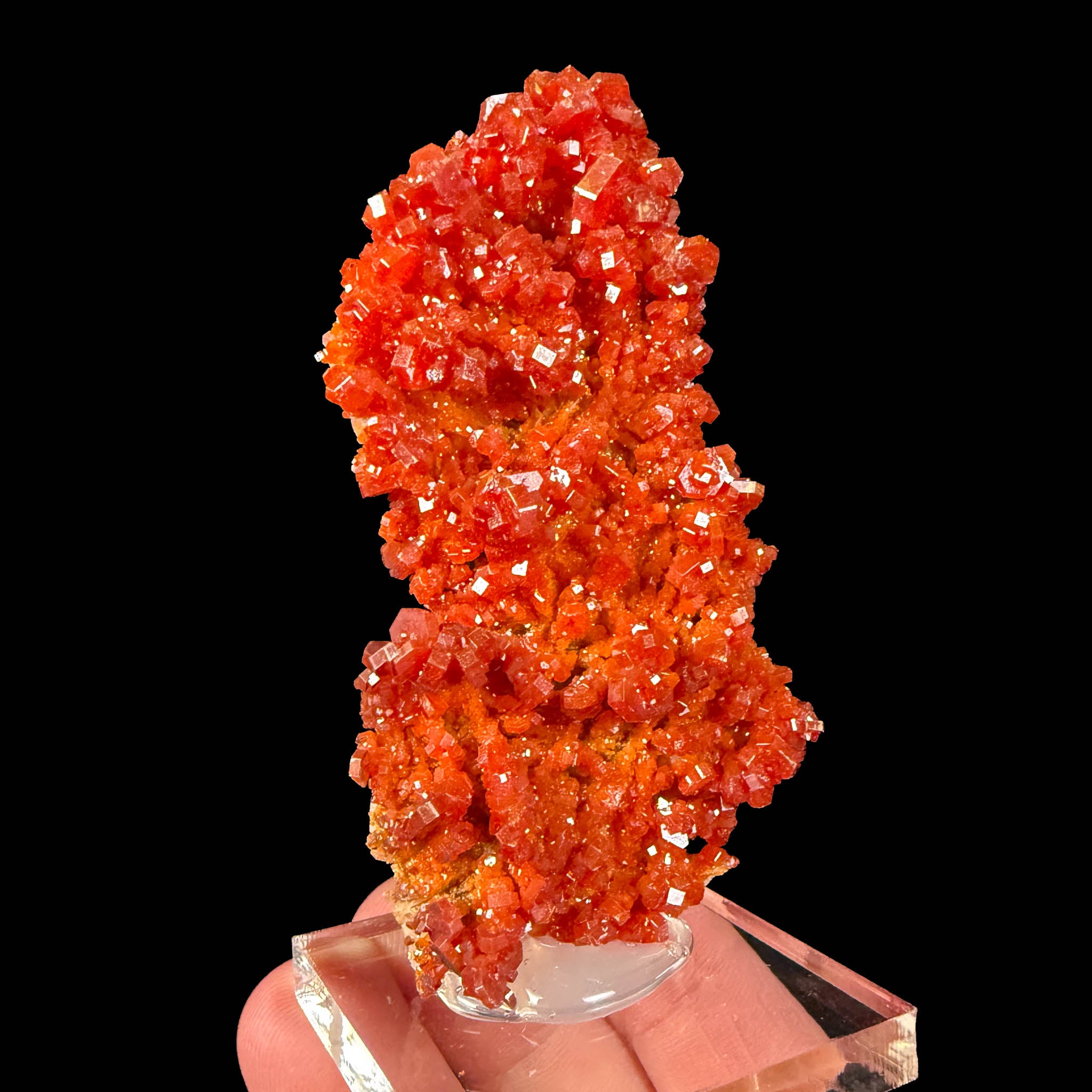 Red and orange Vanadinite crystals from Morocco
