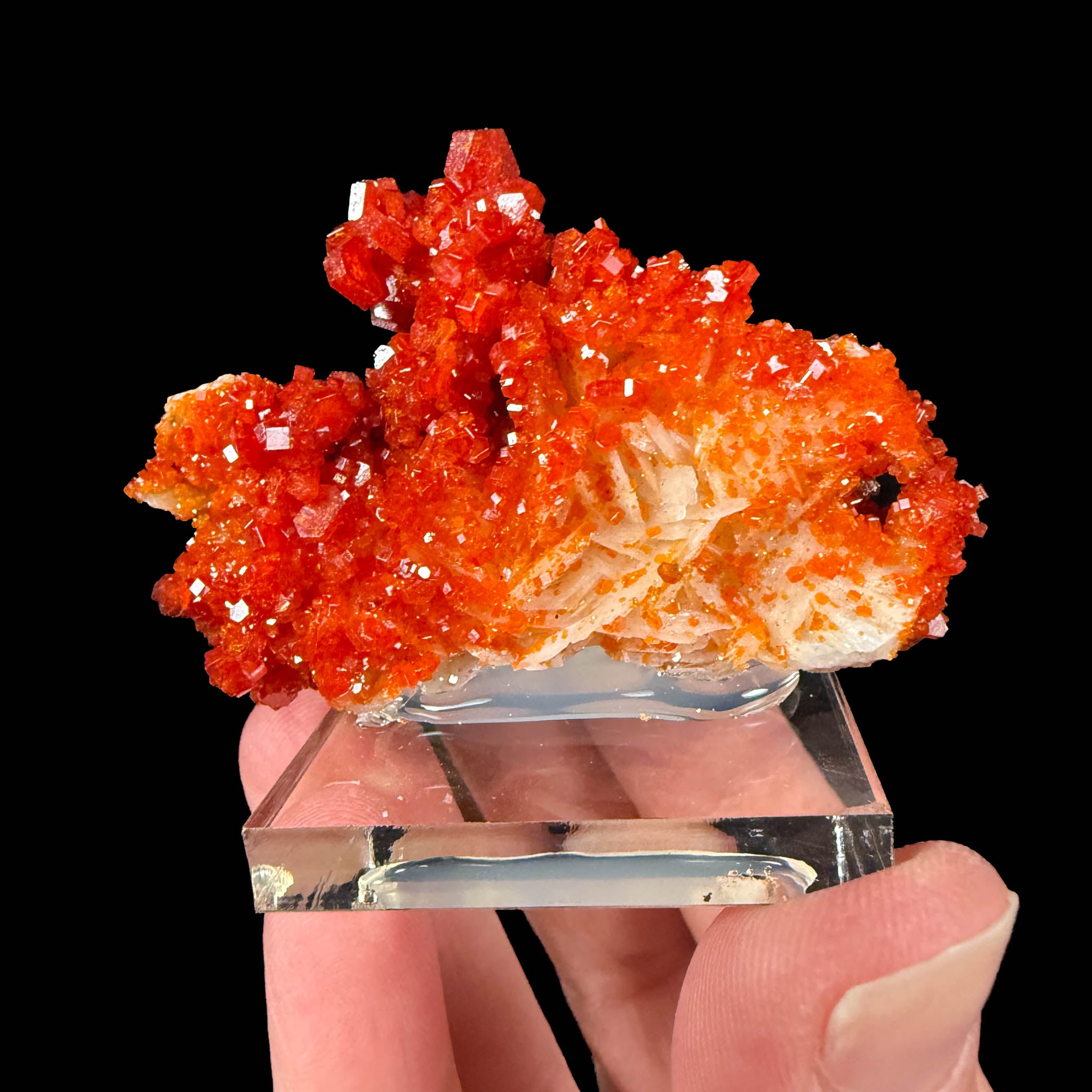 Vanadinite crystals on Barite from Morocco