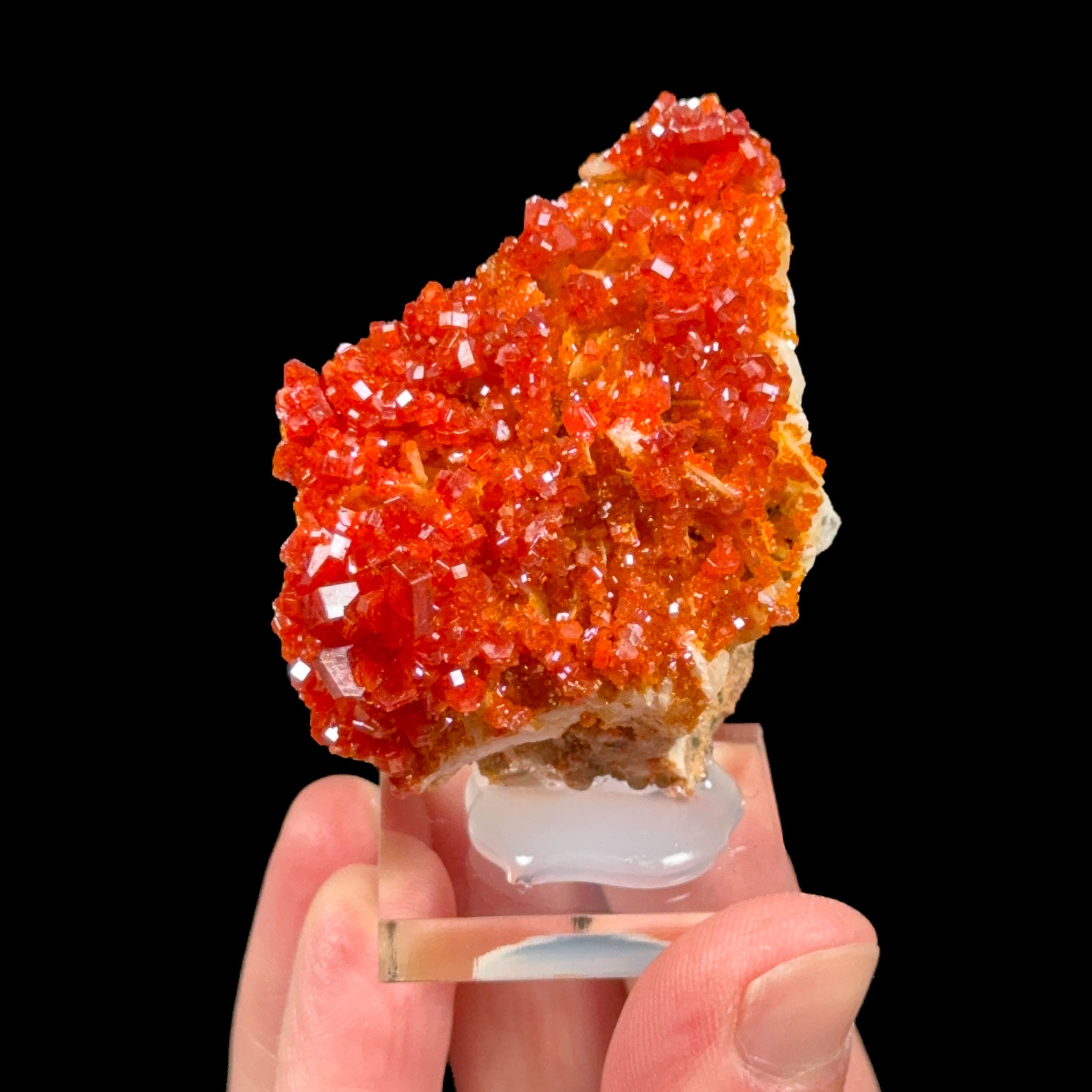 Red orange Vanadinite crystals from Morocco