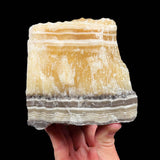 Golden yellow calcite with black and white zebra calcite stone from Mexico