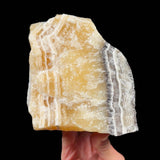 Zebra Calcite with golden yellow Calcite raw stone specimen from Mexico