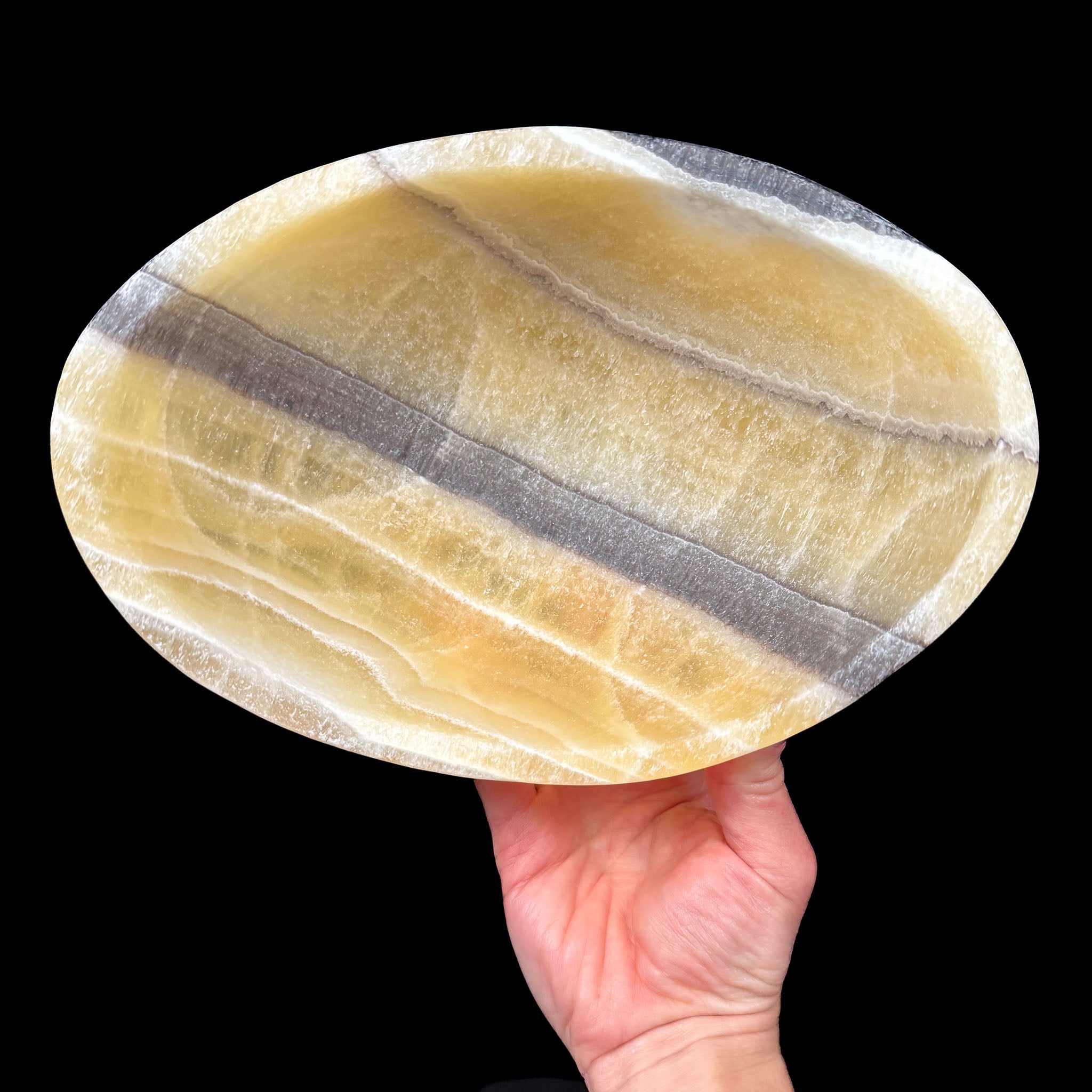 Top view of calcite bowl