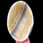 Top view of yellow calcite and zebra calcite bowl from Mexico