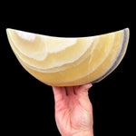 Large Yellow Calcite and Zebra Calcite Bowl from Mexico