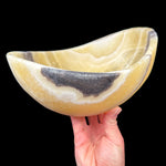 Black, white and golden yellow calcite stone bowl 