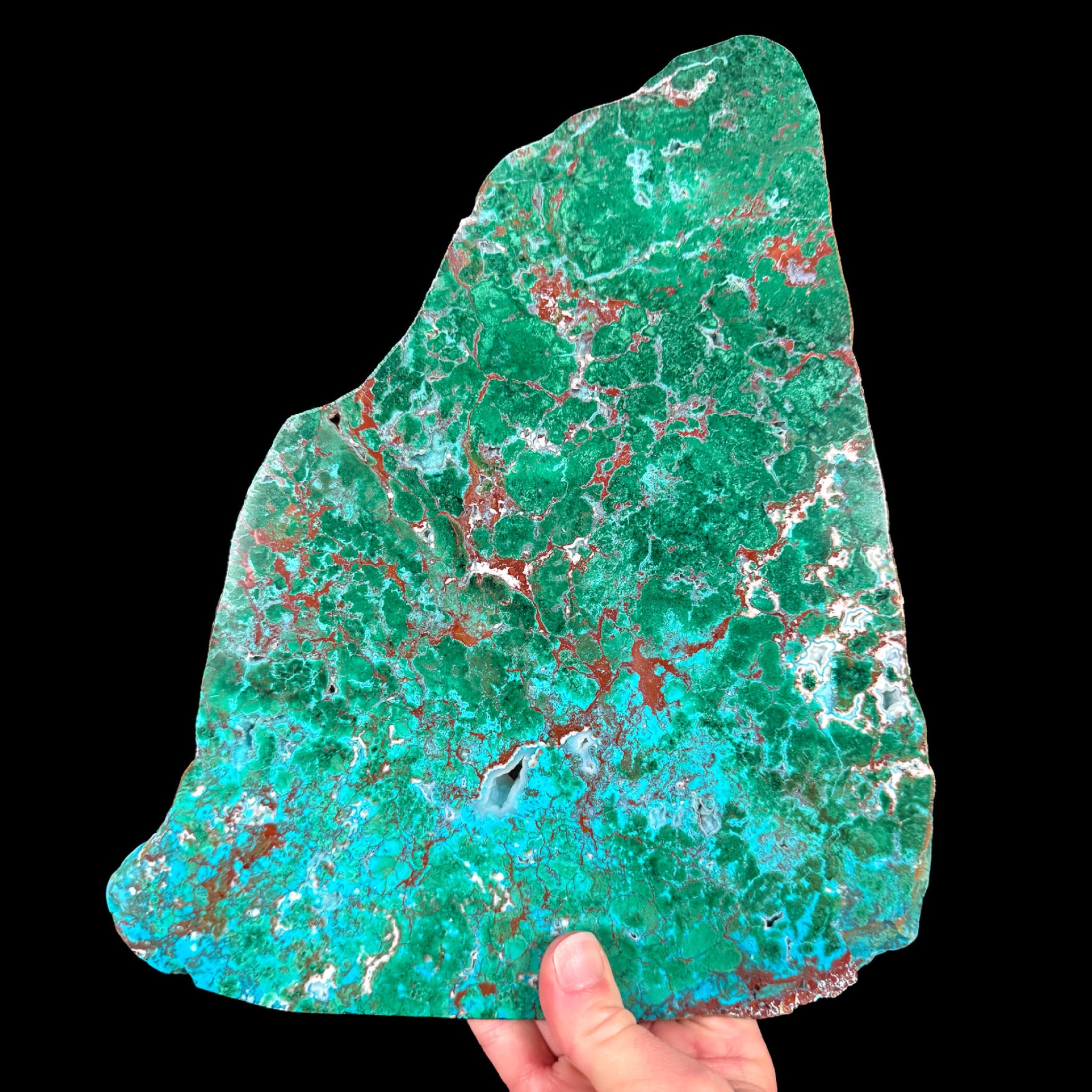 Large Blue Chrysocolla with green Malachite stone slab from Australia
