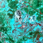 Close up of Quartz crystal pocket with blue chrysocolla and green malachite from Australia