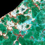 Close up of fibrous green Malachite and Chrysocolla with Quartz from Western Australia