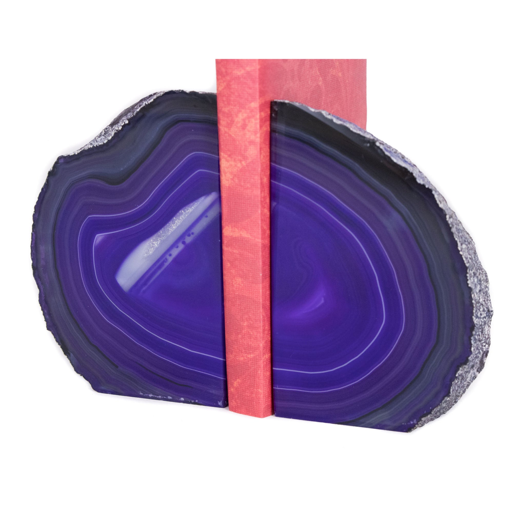 Purple Banded Agate Geode Bookends from Brazil
