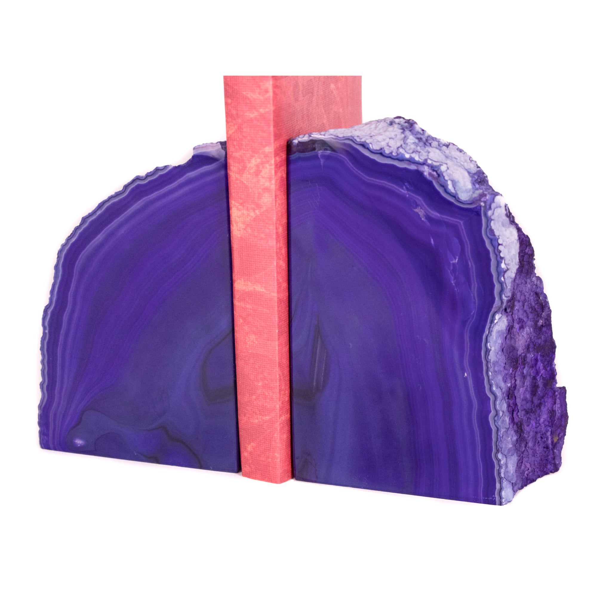Purple Banded Agate Geode Bookends from Brazil