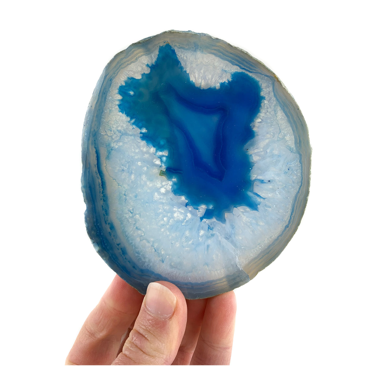 Blue Banded Agate Geode Coasters Set of 4 from Brazil