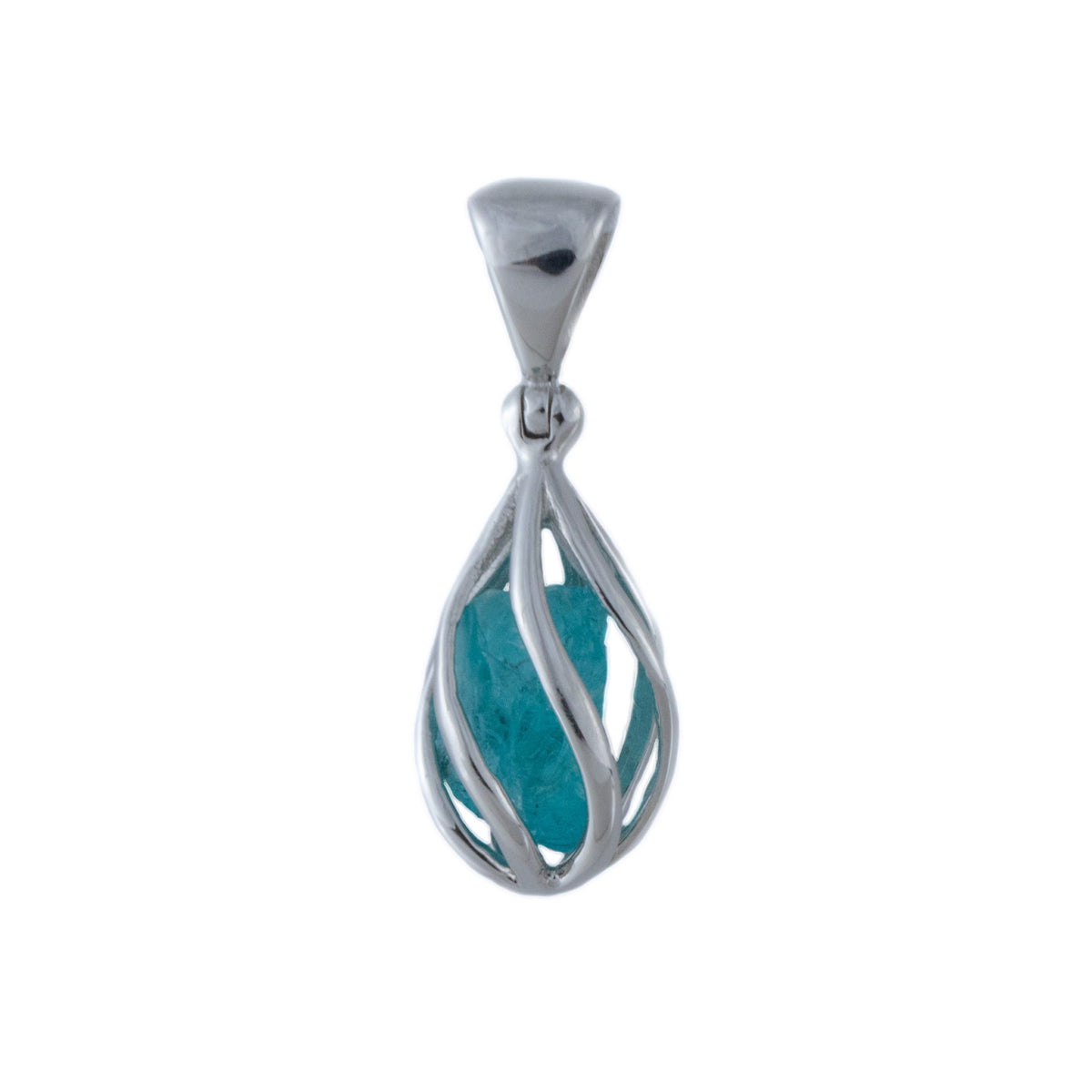 Raw Blue Apatite Necklace in Sterling Silver