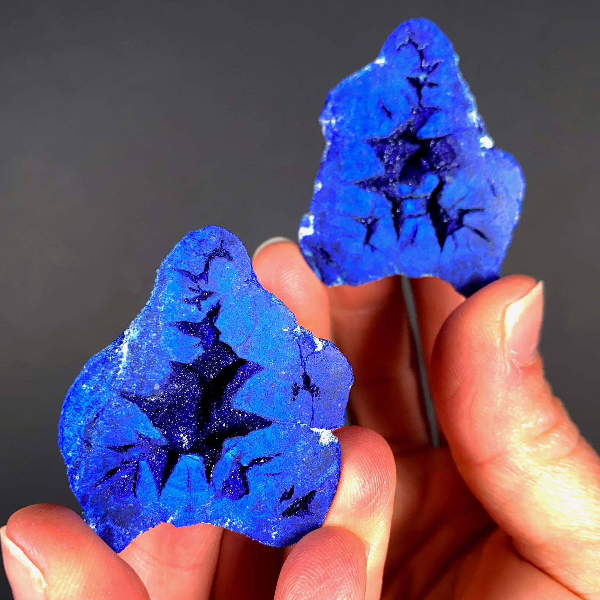 Blue Crystals of Azurite Inside Azurite "Blueberry"