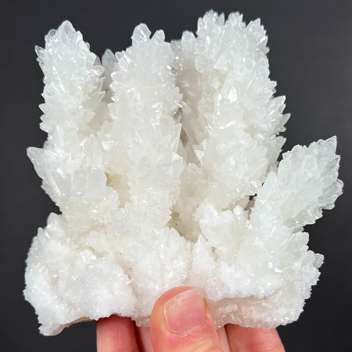 White Crystals of Calcite and Aragonite from Cave in Mexico