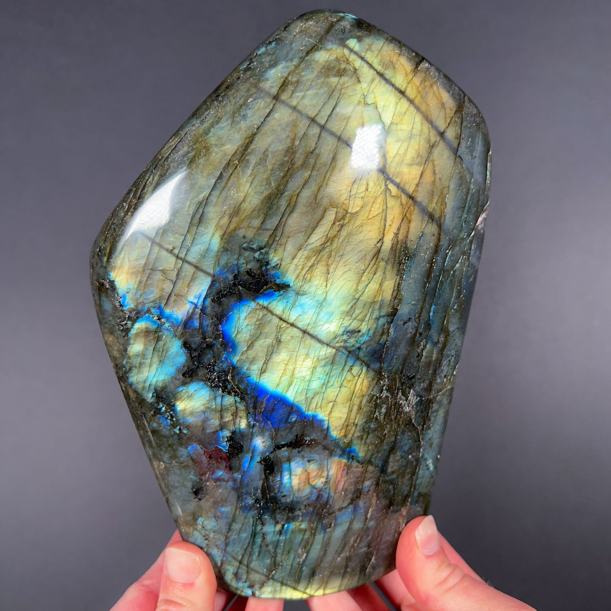 Blue, Green and Gold Colors in Polished Labradorite