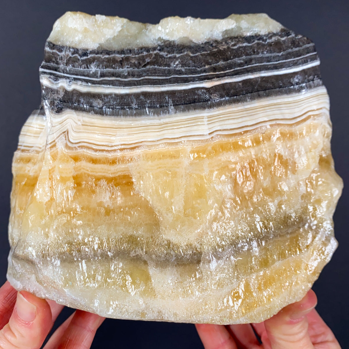 Large Raw Zebra Calcite with Golden Calcite from Mexico