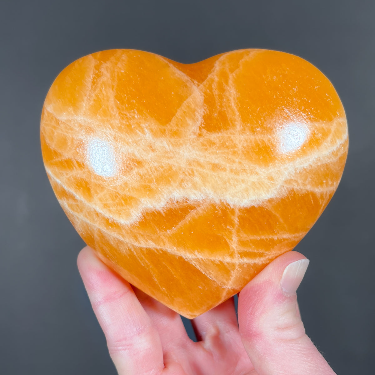 Orange and Yellow Calcite Heart