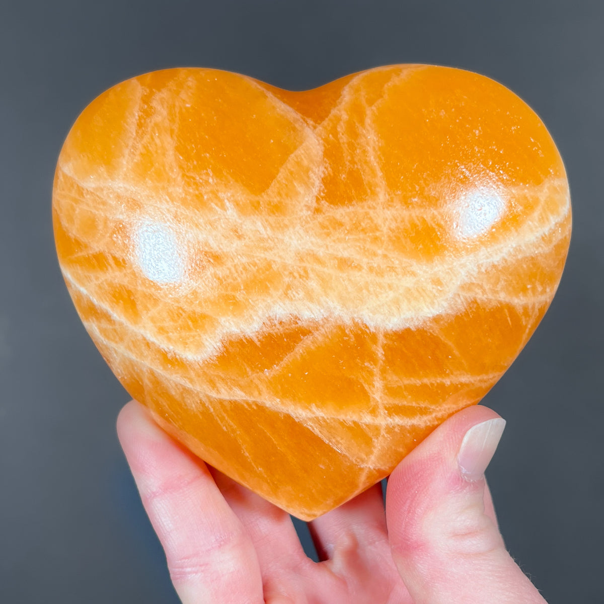 Golden Calcite Stone Heart Polished