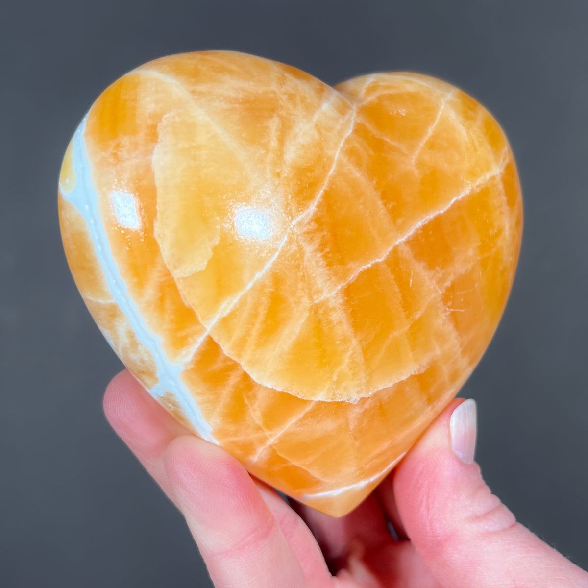 Honeycomb Calcite Polished Stone Heart