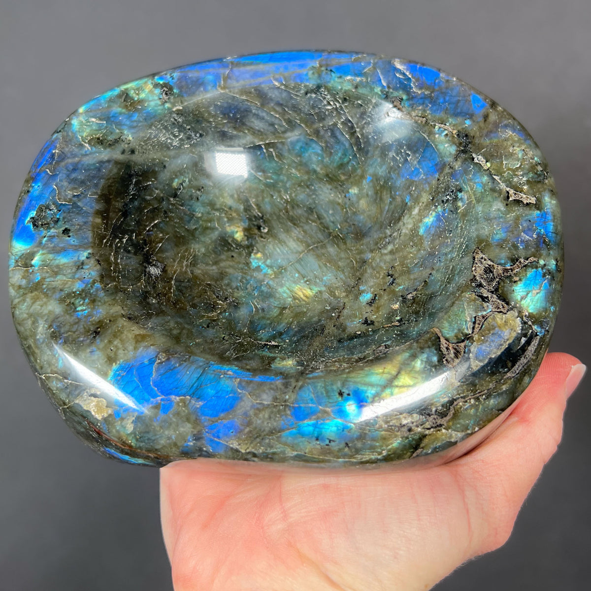 Blue and Gold Labradorite Bowl