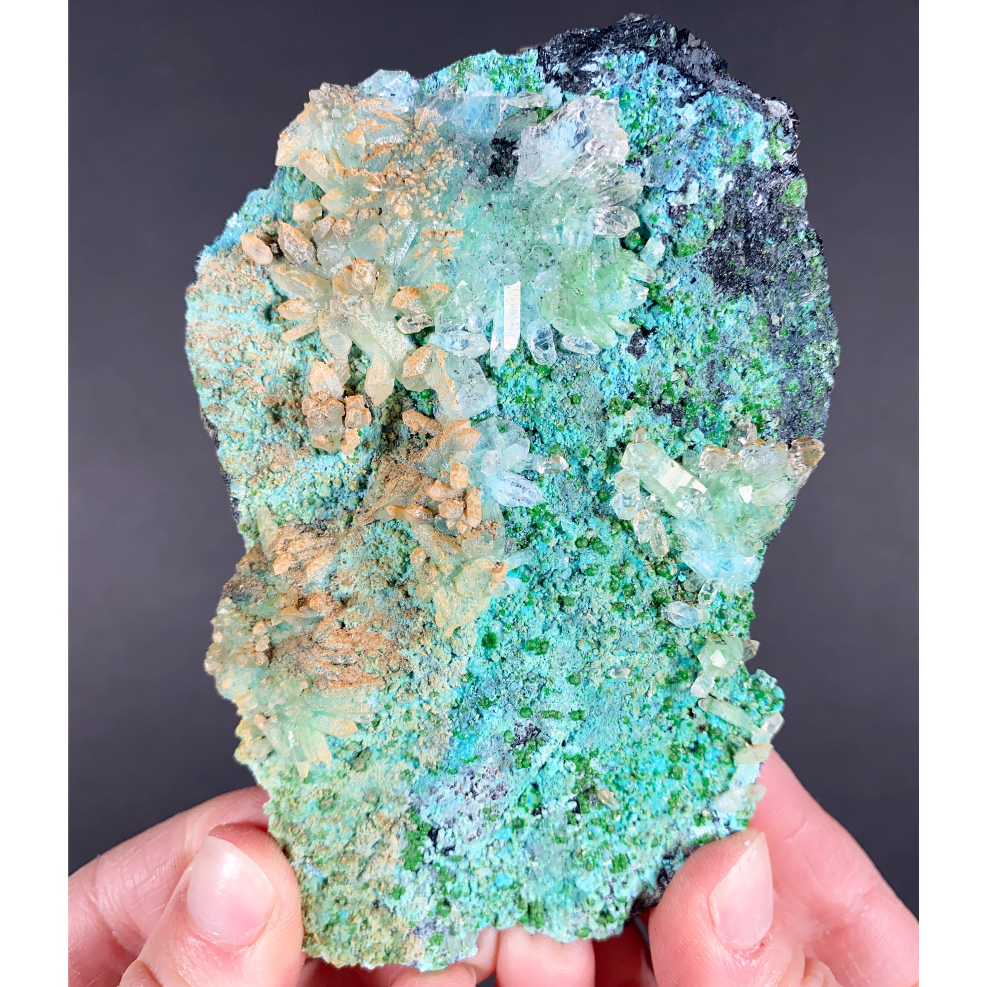 Quartz on Chrysocolla from Mexico