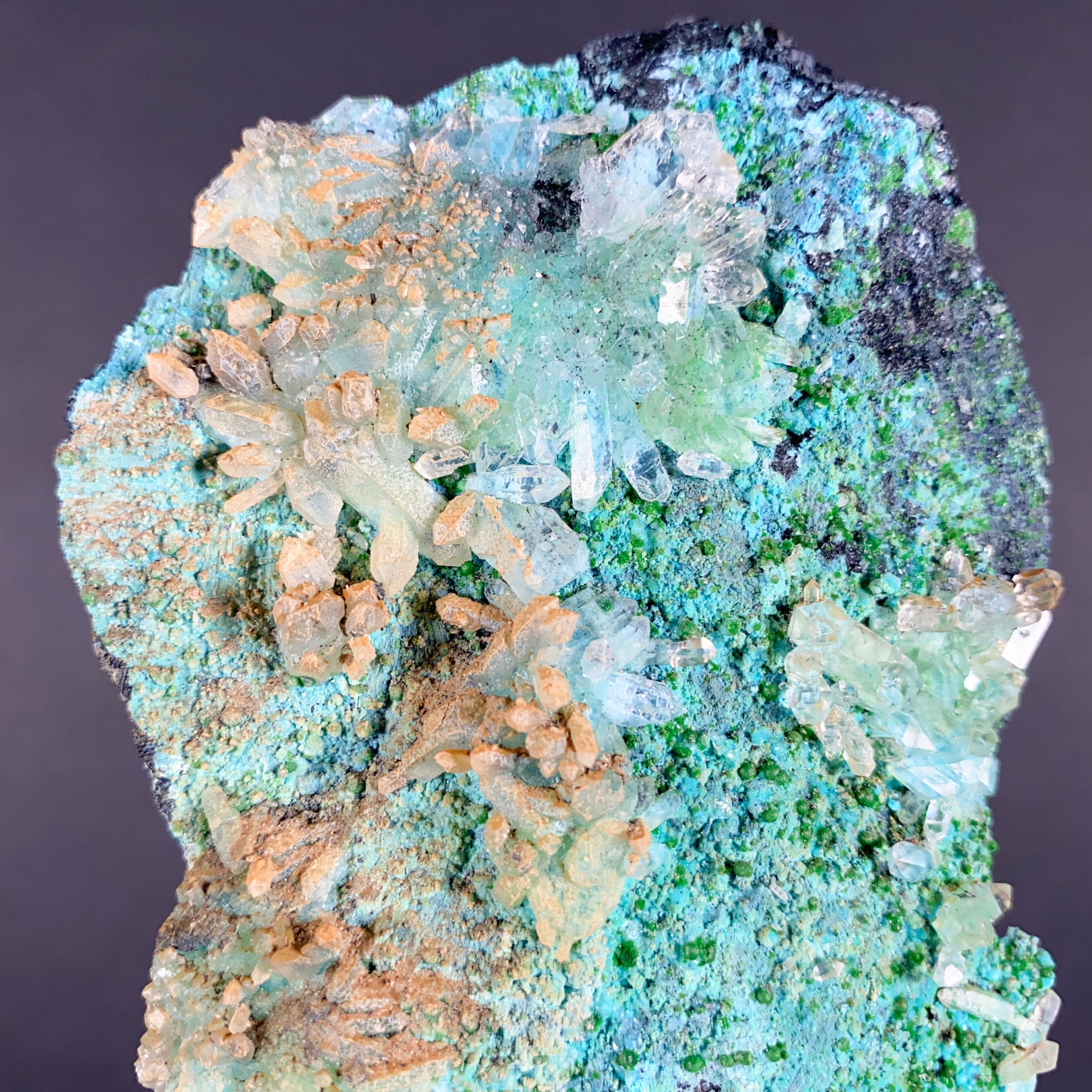 Quartz on Chrysocolla from Mexico