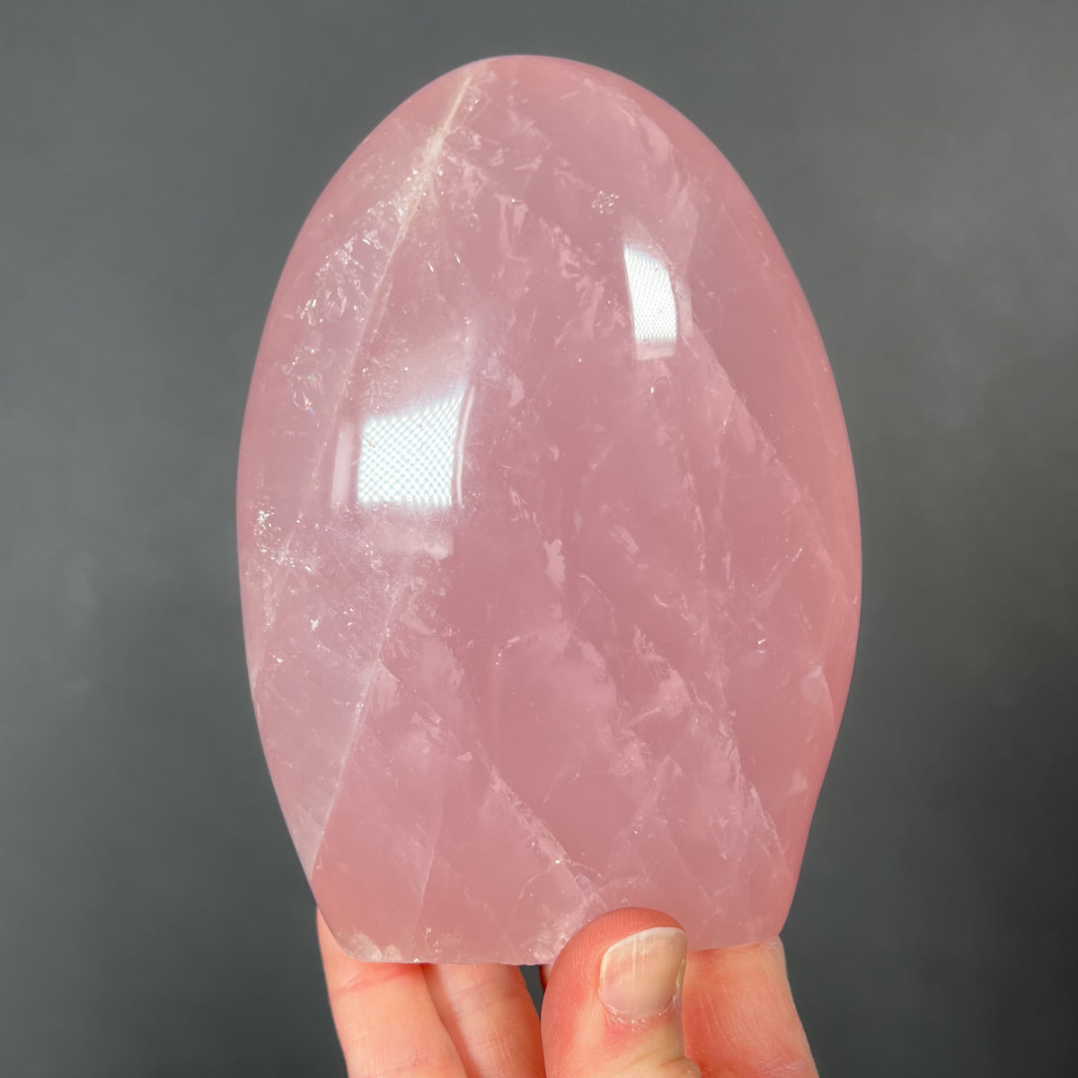 Cut Base Rose Quartz Free Standing Stone