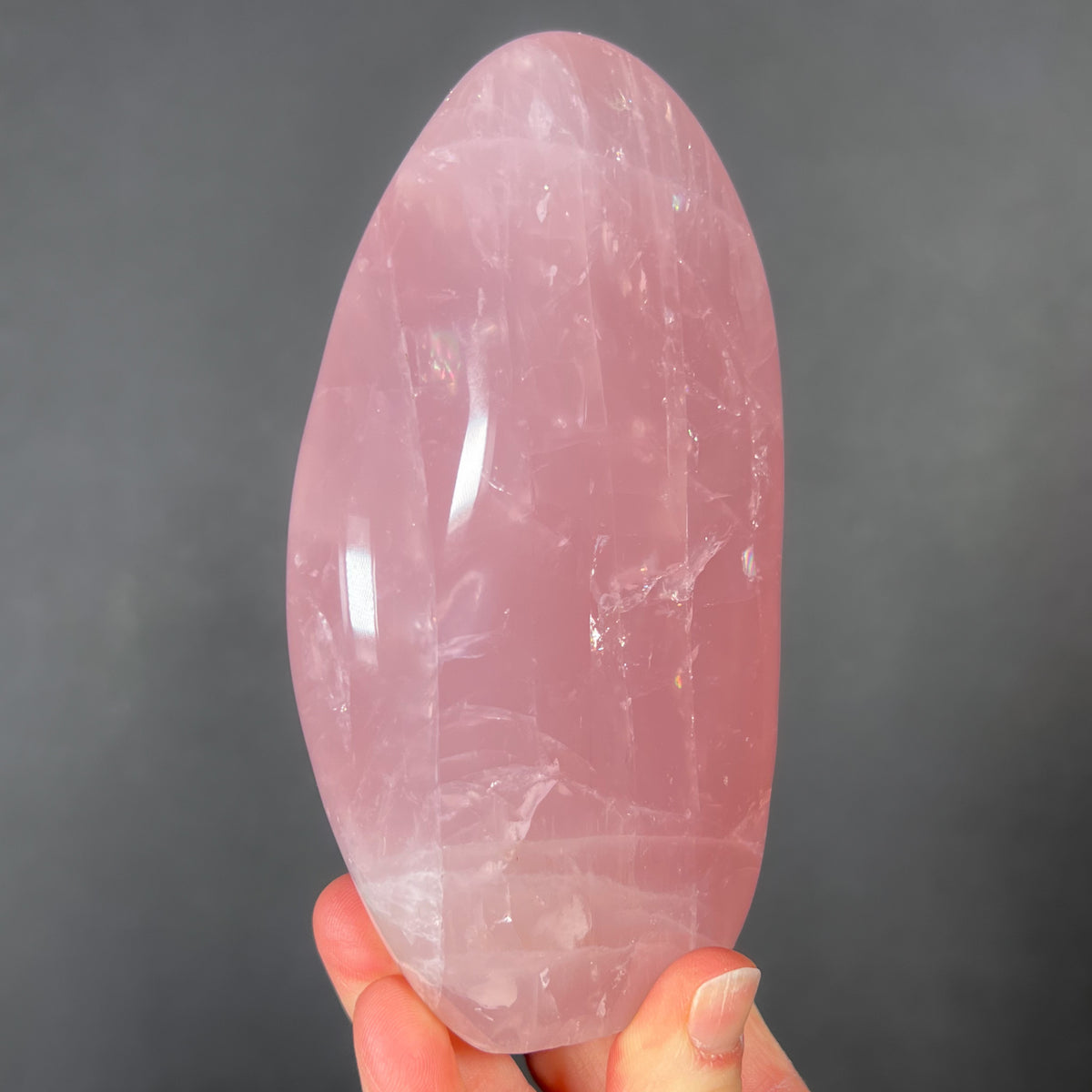 Polished Pink Rose Quartz Crystal