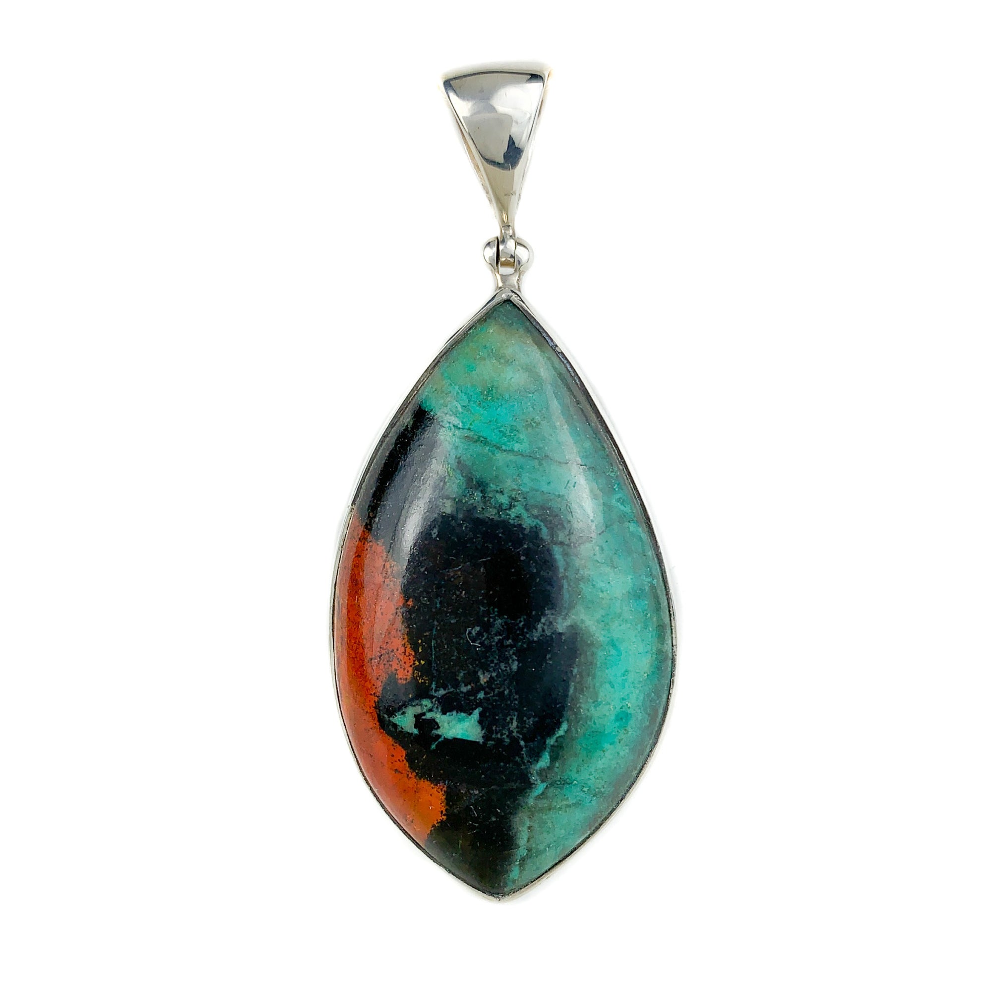 Sonoran Sunset Cuprite and Chrysocolla Pendant in Sterling Silver