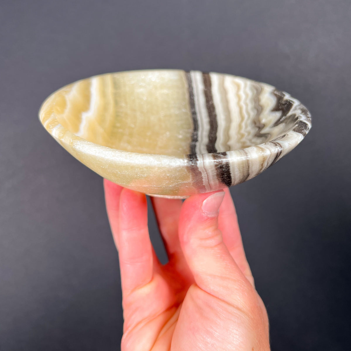 Zebra and Yellow Banded Calcite stone Dish