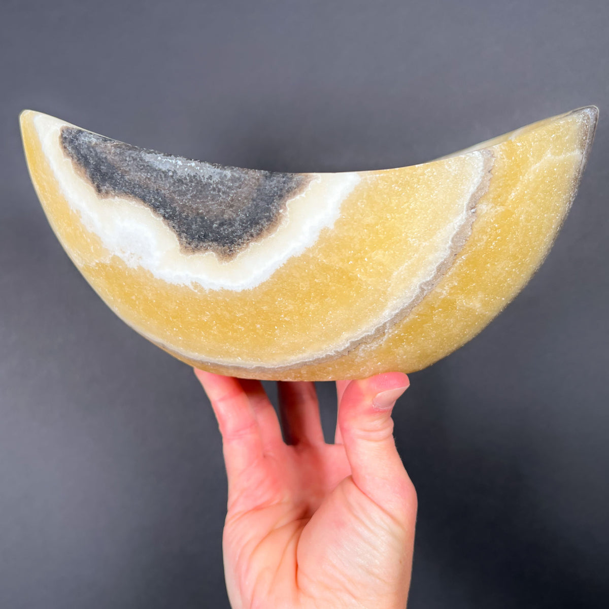 Zebra Calcite and Yellow Calcite Stone Bowl